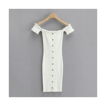 Womens Summer Casual Short Sleeve Off Shoulder Knit Bodycon Midi Dresses