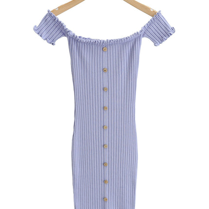 Womens Summer Casual Short Sleeve Off Shoulder Knit Bodycon Midi Dresses