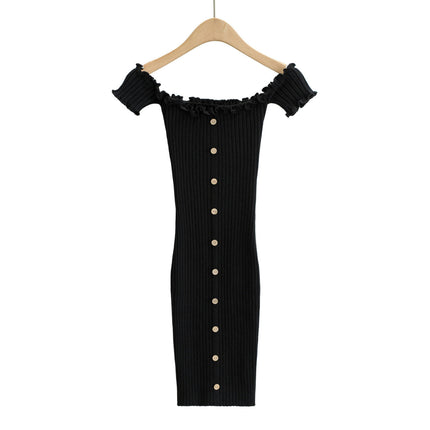 Womens Summer Casual Short Sleeve Off Shoulder Knit Bodycon Midi Dresses