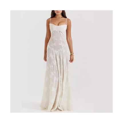Women Spaghetti Strap Maxi Dress Corset Sleeveless Lace Up Dresses