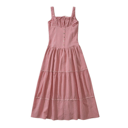 Women Corset Dress Boho Summer Spaghetti Straps Square Neck Casual Maxi Dresses