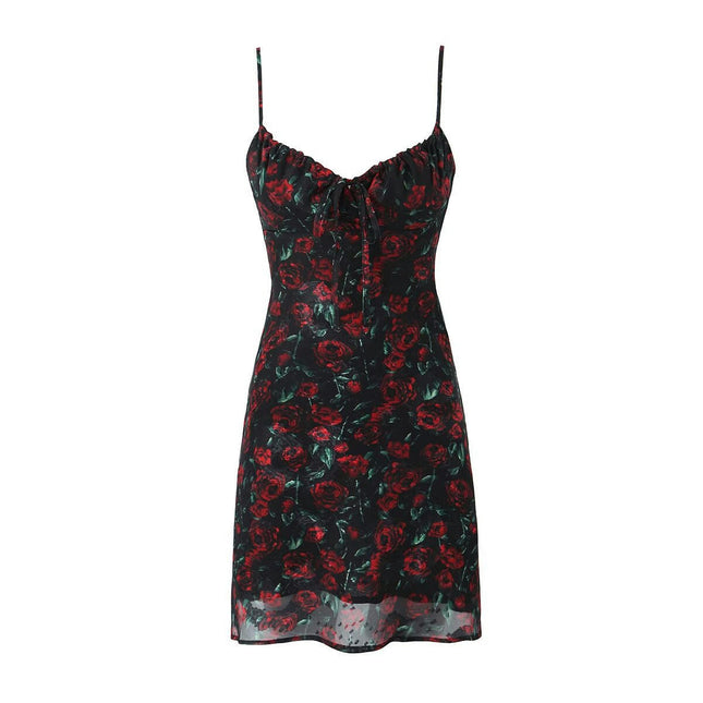 Women's Summer Floral Mini Dress Spaghetti Straps Sleeveless Sundress