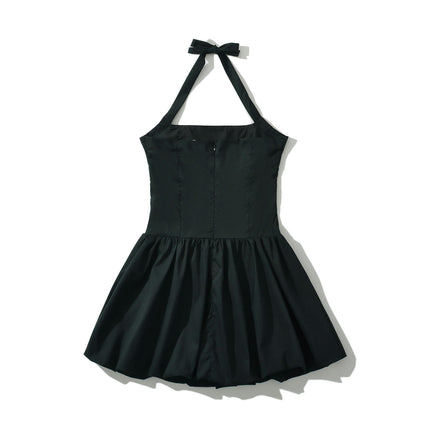 Women Casual Summer Dress Sleeveless Halter Square Neck Swing Pleated Mini Dresses