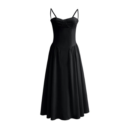 Womens Summer Corset Dress Spaghetti Strap Midi Dress Square Neck Dresses