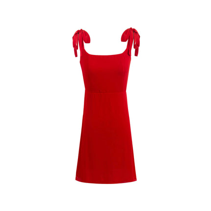 Womens Summer Tie Strap Dress Square Neck Smocked Mini Dresses
