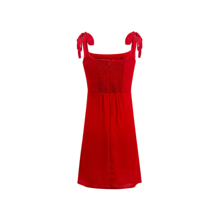 Womens Summer Tie Strap Dress Square Neck Smocked Mini Dresses