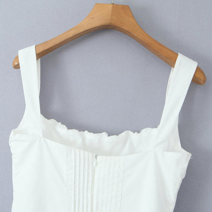 Women Spaghetti Strap Mini Dress Corset Sleeveless Square Neck Dress