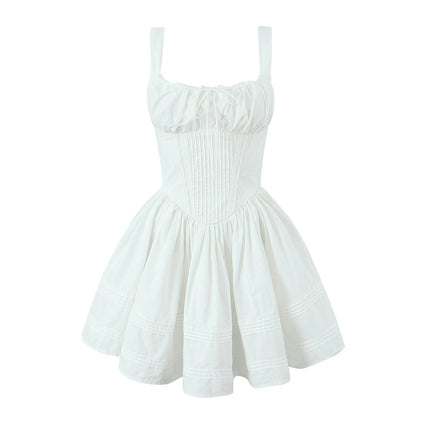 Women Spaghetti Strap Mini Dress Corset Sleeveless Square Neck Dress