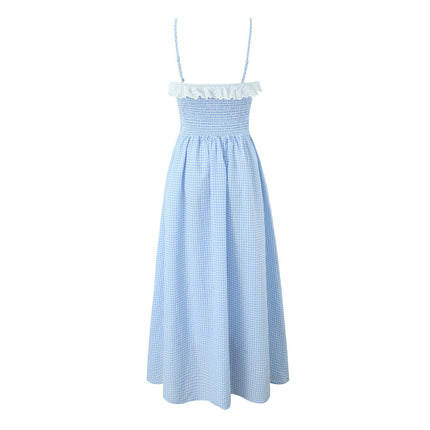 Womens Summer Maxi Dress Sleeveless Spaghetti Strap Smocked Long Dress