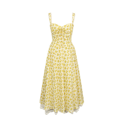 Womens Summer Dresses Sleeveless Spaghetti Strap Lace Trim Beach Long Dress