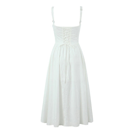 Sexy Corset Sundresses for Women Summer Spaghetti Strap Sleeveless Midi Dresses