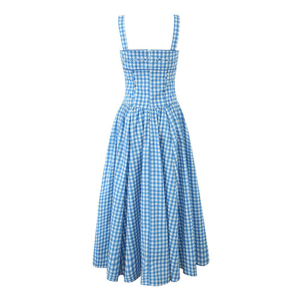 Women Corset Summer Dress Sleeveless Spaghetti Strap Flowy Sundress Midi Dress