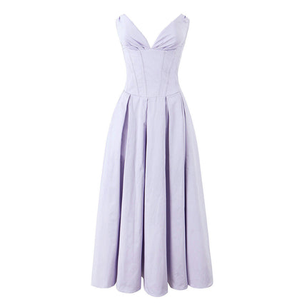 Women's Summer Strapless Maxi Dress Off Shoulder A Line Tube Long Dresses