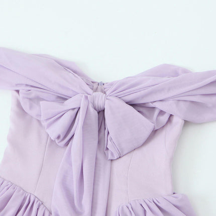 Women Tulle Dress Short Sleeve Off Shoulder Summer A-Line Mini Dresses