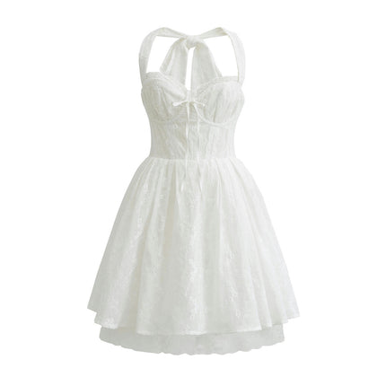 Women's Summer Dress Sleeveless Halter Neck Sundress Backless Mini Dress