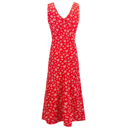 Women's Summer Floral Sleeveless Deep V Neck Midi Wrap Dress