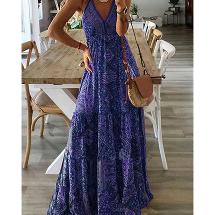 Boho Dresses for Women Long Summer Dress Sleeveless Spaghetti Strap Trendy Causal Sundress