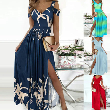 Women's Deep V Neck Dress Sleeveless Split Flowy Maxi Summer Dresses
