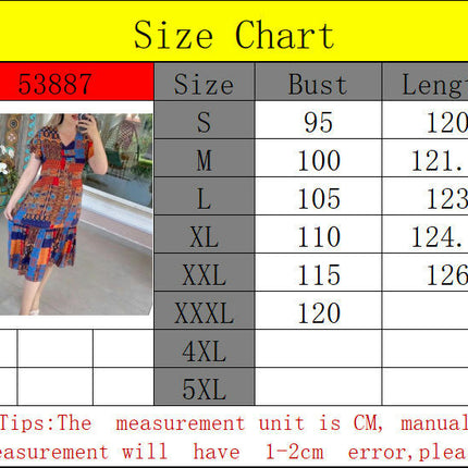 Womens Casual Midi Dresses V Neck Short Sleeve Button Print Ruffled Hem Dress