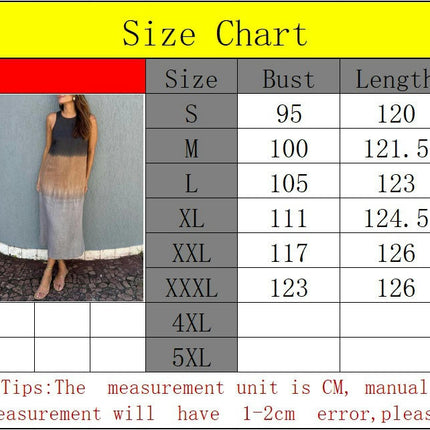 Womens Summer Crewneck Dresses Sleeveless Color Block Side Split Maxi Tank Dress