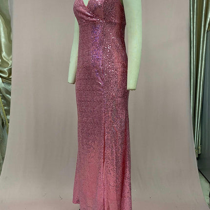Women Spaghetti Straps Sequin Prom Dresses V Neck Mermaid Evening Gown Sparkly Dress