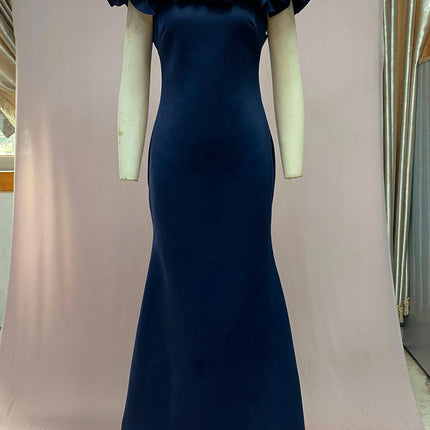 Women's Sexy Sleeveless Off The Shoulder Ruffle Party Evening Long Formal Dress