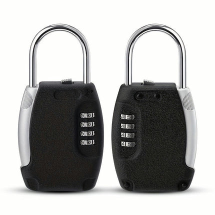 Metal Hidden Key Safe Box 4-Digital Password Combination Lock With Hook Padlocks (2 Pack)
