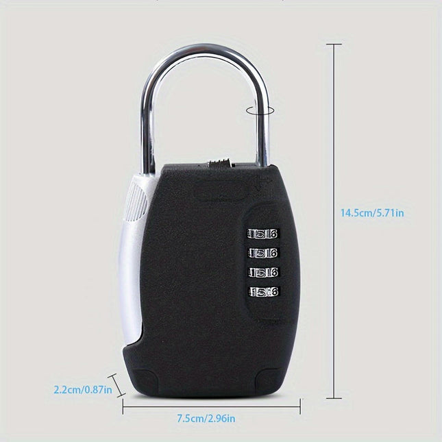 Metal Hidden Key Safe Box 4-Digital Password Combination Lock With Hook Padlocks (2 Pack)