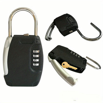 Metal Hidden Key Safe Box 4-Digital Password Combination Lock With Hook Padlocks (2 Pack)