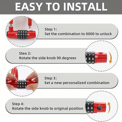 Combination padlock, 5-digit dial code padlock, resetable, suitable for indoor, outdoor locker