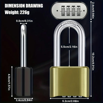Heavy Duty Combination Lock, 4 Digit Resettable Weatherproof Padlock For Lockers, Outdoor