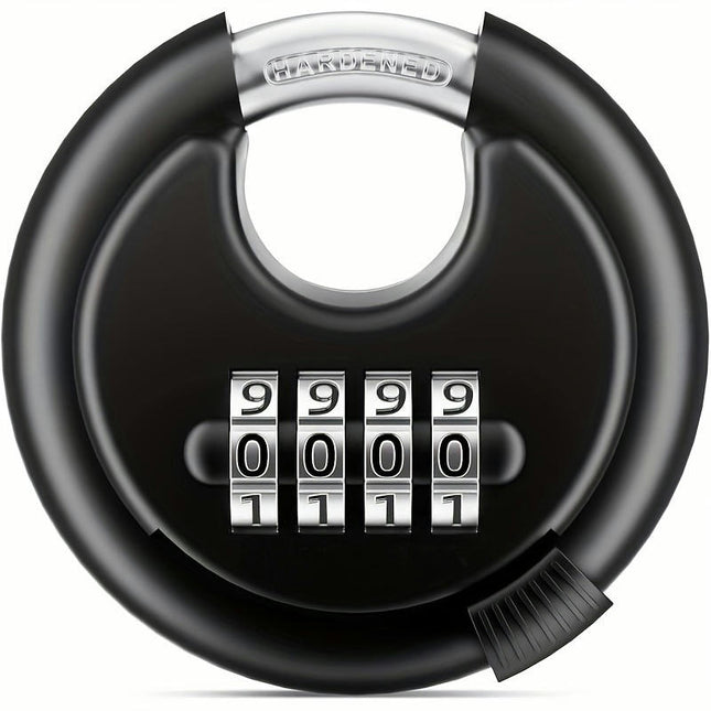 4-Digit Combination Disc Padlock 2-Pack-Heavy Duty Iron Locks for Outdoor Gate, Shed, Fence