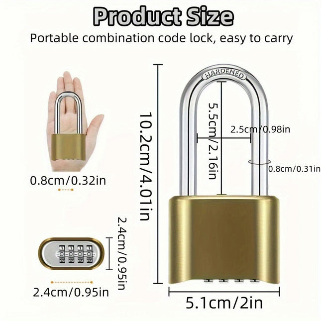 4 Digit Combination Lock Heavy Duty Outdoor Waterproof Padlock for Gates, Yards, Fences