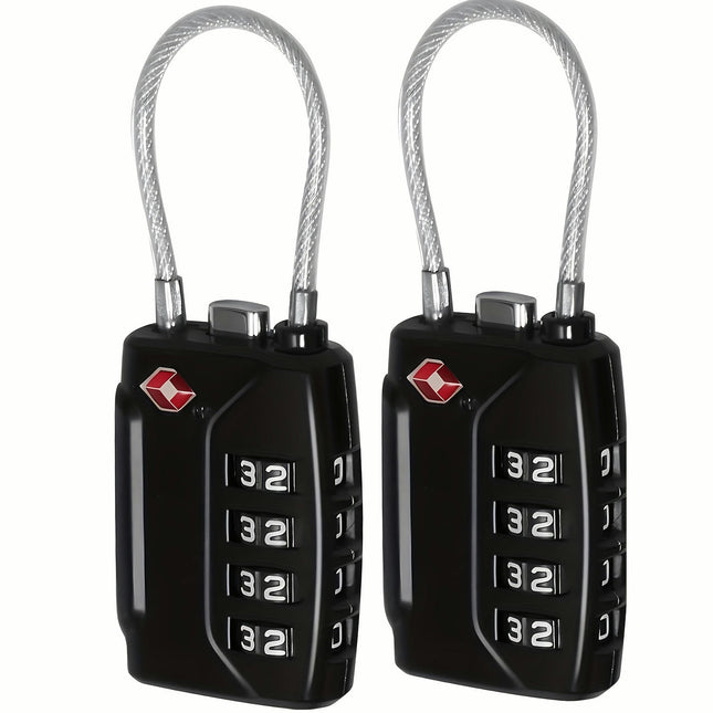 Cable Locks with Re-Settable Combination And Alloy Body - Suitable for Luggage, School Lockers