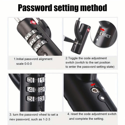 1pc TSA Lock Overseas Trolley Luggage Suitcase Lock Car Padlock With Steel Cable Password Lock