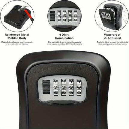 (2 Pcs) For Indoor/outdoor 4-digit Combination Combination Lock Box, Key Safe With Lock