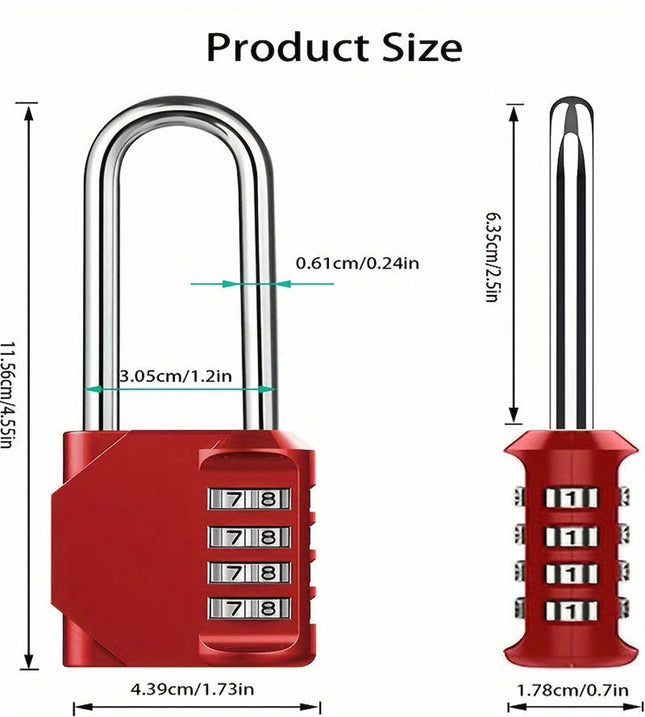 Combination Padlock for Lockers, Heavy Duty Code Padlocks,Long Shackle Resettable Pad Lock