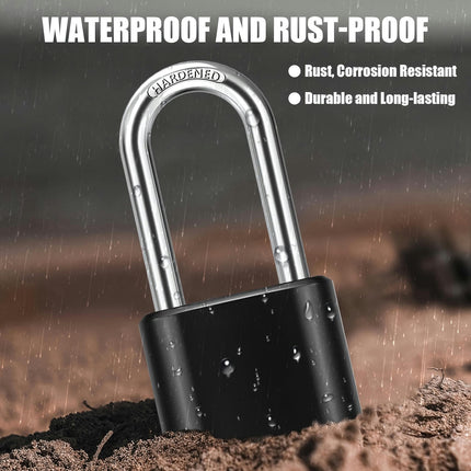 Heavy Duty Combination Padlocks Outdoor, Waterproof Extra Long Shackle Padlock With 4 Digit Code