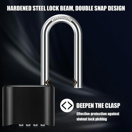 Heavy Duty Combination Padlocks Outdoor, Waterproof Extra Long Shackle Padlock With 4 Digit Code