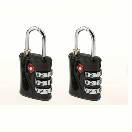 TSA Luggage Locks (2 Pack)-3 Digit Combination Steel Padlocks-Lock For Suitcases & Baggage