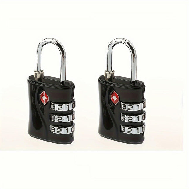 TSA Luggage Locks (2 Pack)-3 Digit Combination Steel Padlocks-Lock For Suitcases & Baggage
