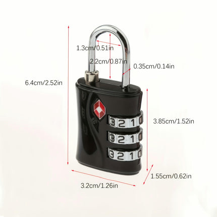 TSA Luggage Locks (2 Pack)-3 Digit Combination Steel Padlocks-Lock For Suitcases & Baggage