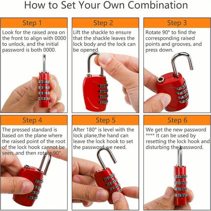 8pcs Combination Lock 4 Digit Padlock For School Gym Locker, Sports Locker
