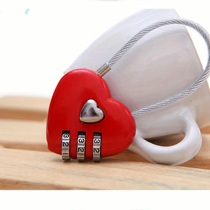 Mini Heart Luggage Lock with 3 Digit Combination, Suitable for Travel - Metal And PVC Material