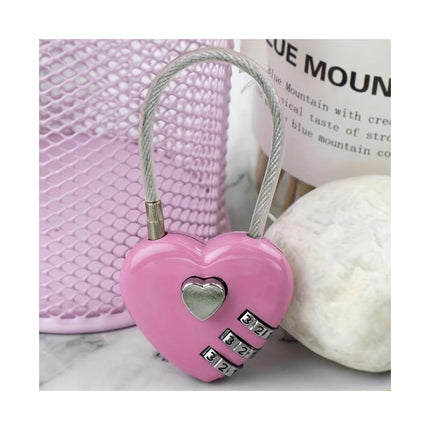 Mini Heart Luggage Lock with 3 Digit Combination, Suitable for Travel - Metal And PVC Material
