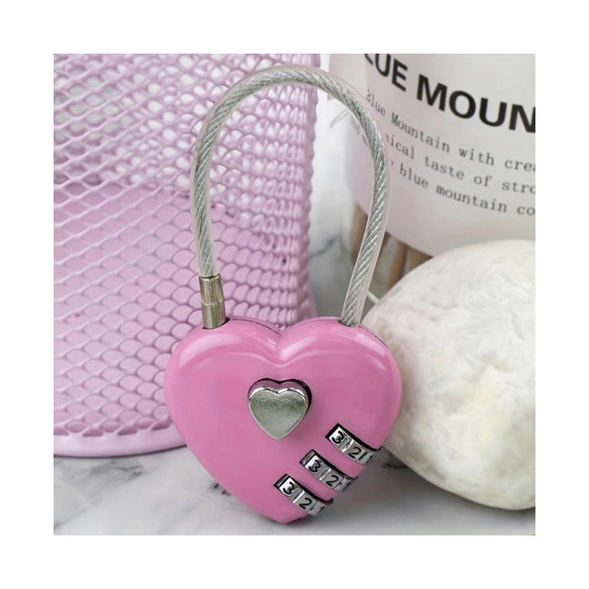 Mini Heart Luggage Lock with 3 Digit Combination, Suitable for Travel - Metal And PVC Material