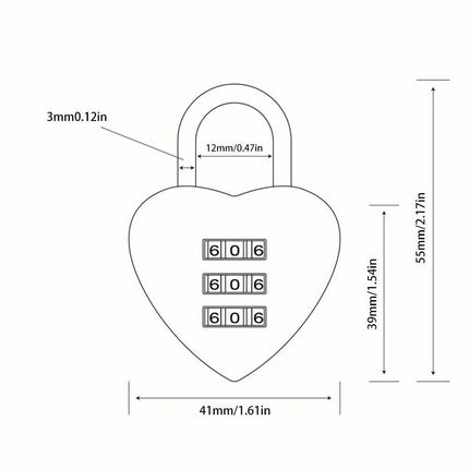 Heart Lock Password Lock Case Bag Password Lock Mini Backpack Password Lock Luggage Password Lock
