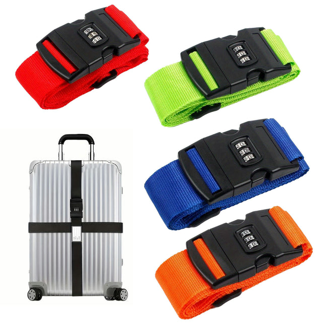 4pcs TSA-Approved Adjustable Luggage Straps with Combination Lock Travel Belts for Suitcases