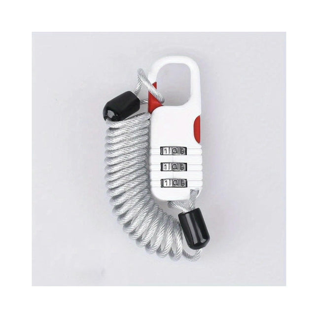 Stainless Steel 3-Digit Combination Lock for Bikes & Helmets - Secure Anti-Theft Cable