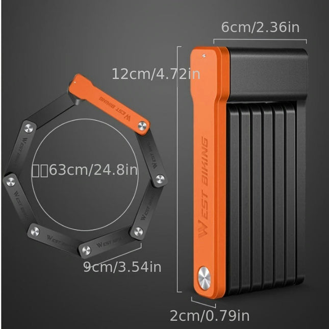 Compact & Lightweight Bike Lock - Folding Chain Design With Key,Ideal For Outdoor Cycling